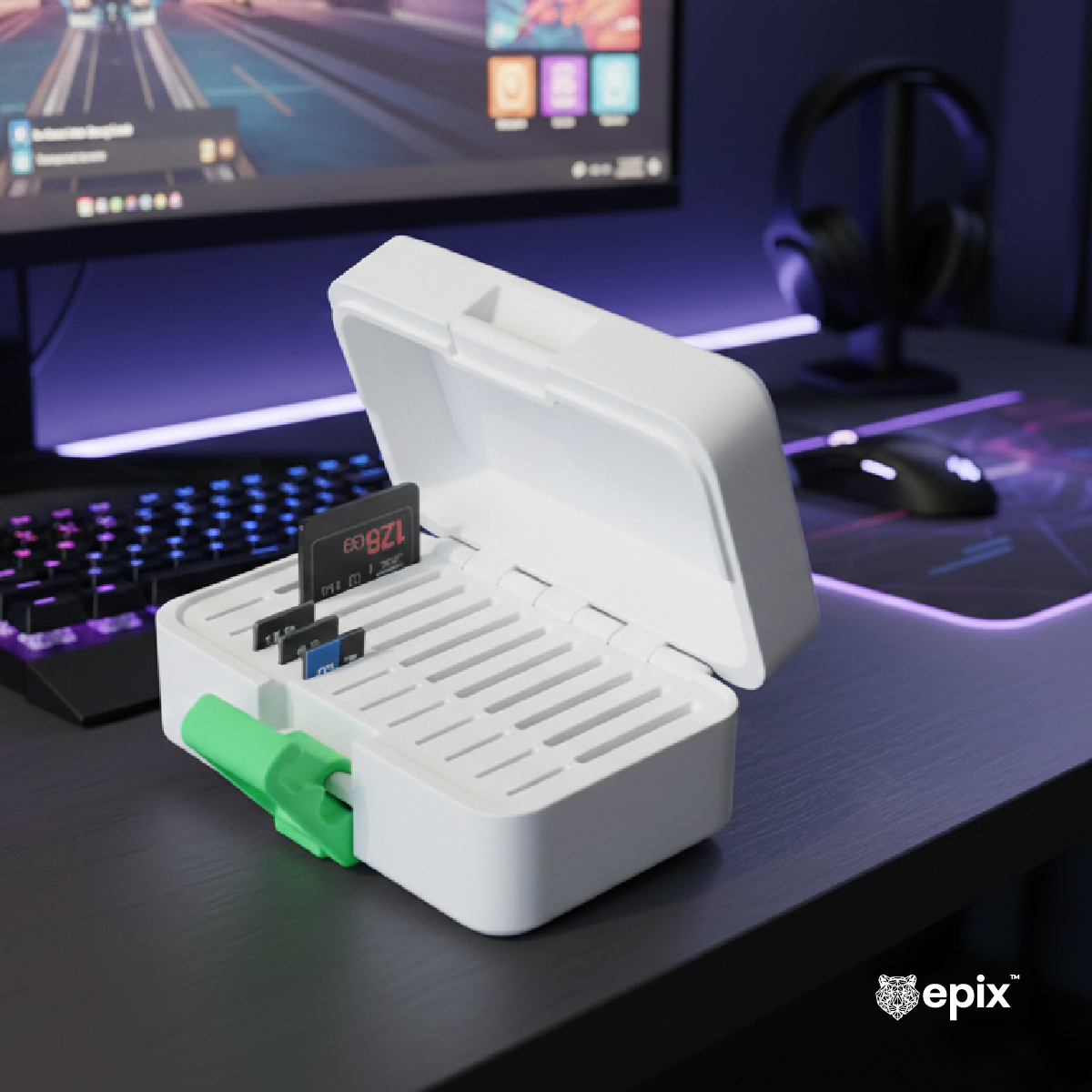 Kutia për ruajtjen e SD Card Epix Media Vault